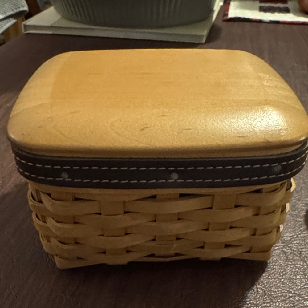 Woven Basket with Wooden Lid